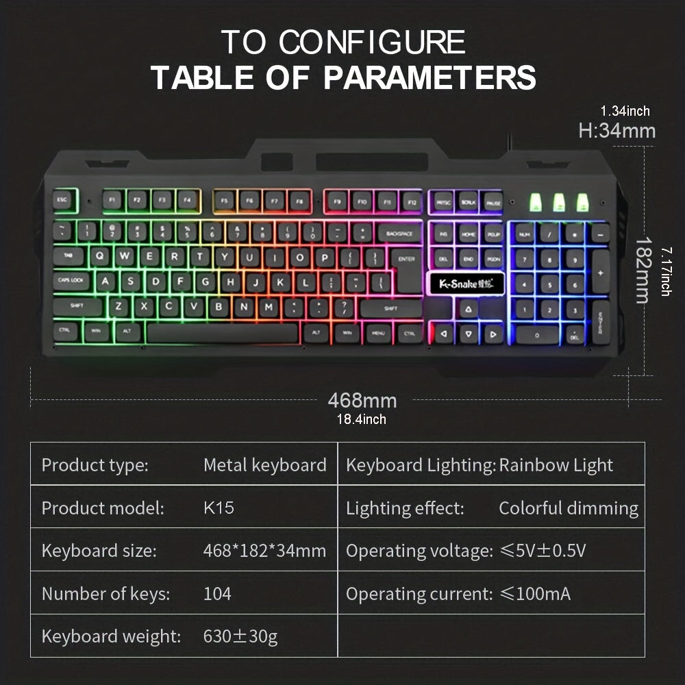 Wired Gaming Keyboard With Backlit RGB LED Metal Base Phone Holder 12 Multimedia Function For Computer PC Desktop Gamer - Digital Edges | Online Electronics Store