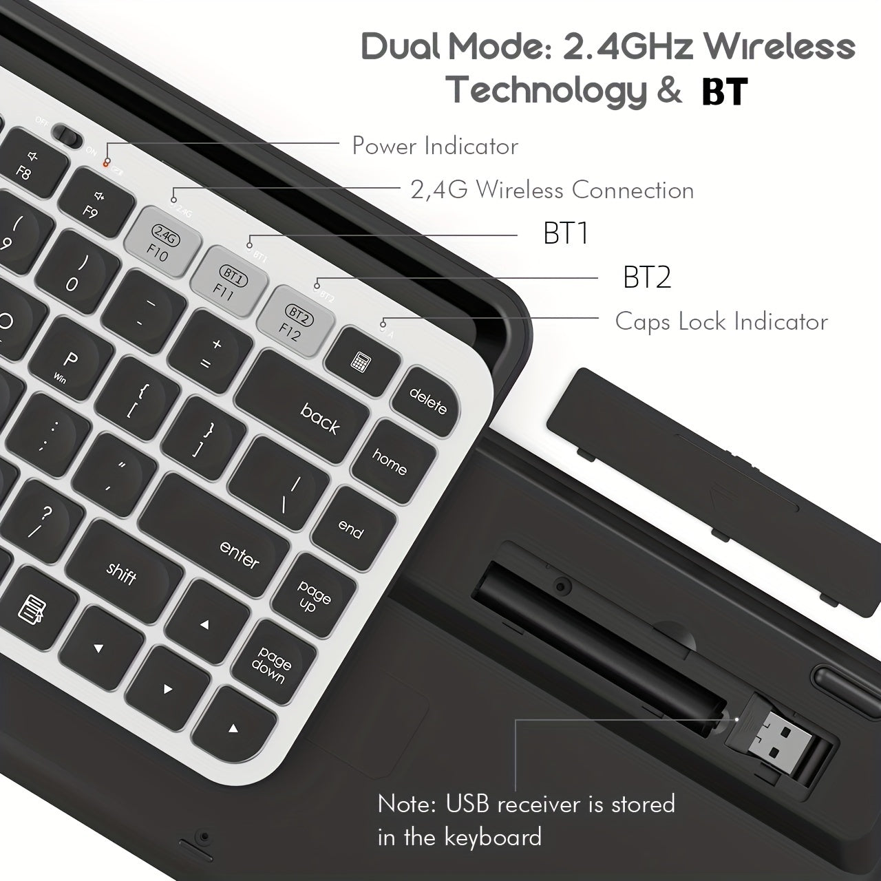 Dual-mode Wireless Keyboard Switch To 3 Devices, Suitable For IPad, PC, Tablet, Smart TV, MacBook, Laptop, IPhone, IOS, Mac OS, Windows, Android - Digital Edges | Online Electronics Store