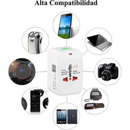 All In One Travel Wall Charger Plug Adapter (Smart High Speed 2 USB Charging Ports) USA EU UK France Italy Australia India Outlets - Digital Edges | Online Electronics Store