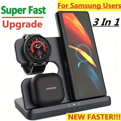 3 In 1 Fast Wireless Charger Stand For Samsung S22 S21 S20 Fold 4 Galaxy Watch 5 Pro 4 3 Active 2/1 Buds Charging Dock Station - Digital Edges | Online Electronics Store