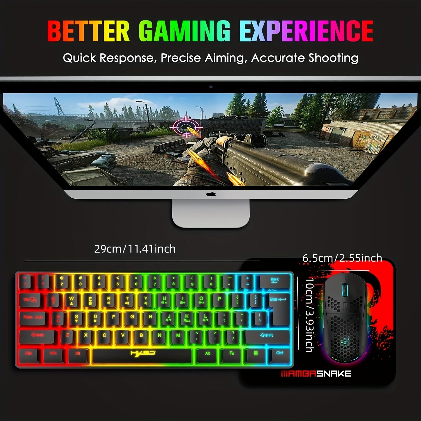 Wireless Gaming Keyboard And Mouse Combo, 2200mAh Mini 61 Keys Mechanical Feeling Keyboard With BT 5.1&2.4G Wireless Dual Modes,RGB Backlit Wireless Lightweight Gaming Mouse For PC/Gamer - Digital Edges | Online Electronics Store