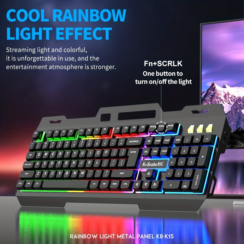 Wired Gaming Keyboard With Backlit RGB LED Metal Base Phone Holder 12 Multimedia Function For Computer PC Desktop Gamer - Digital Edges | Online Electronics Store