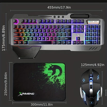 Wireless Gaming Keyboard And Mouse With Rainbow LED 16RGB Backlit Rechargeable 4800mAh Battery Metal Panel Mechanical Ergonomic Mechanical Feel Waterproof Dustproof 7 Color Mute Mice For Laptop PC Gamer - Digital Edges | Online Electronics Store