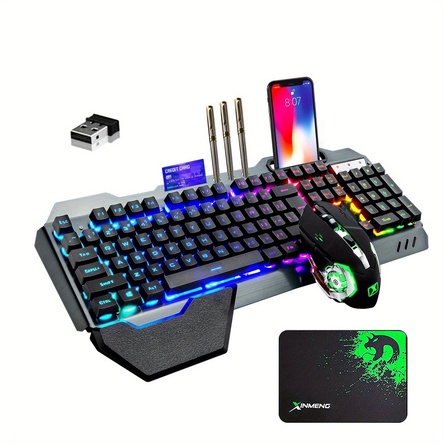 Wireless Gaming Keyboard And Mouse With Rainbow LED 16RGB Backlit Rechargeable 4800mAh Battery Metal Panel Mechanical Ergonomic Mechanical Feel Waterproof Dustproof 7 Color Mute Mice For Laptop PC Gamer - Digital Edges | Online Electronics Store