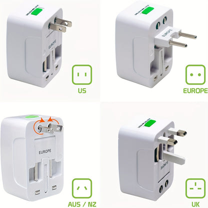 All In One Travel Wall Charger Plug Adapter (Smart High Speed 2 USB Charging Ports) USA EU UK France Italy Australia India Outlets - Digital Edges | Online Electronics Store