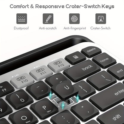 Dual-mode Wireless Keyboard Switch To 3 Devices, Suitable For IPad, PC, Tablet, Smart TV, MacBook, Laptop, IPhone, IOS, Mac OS, Windows, Android - Digital Edges | Online Electronics Store