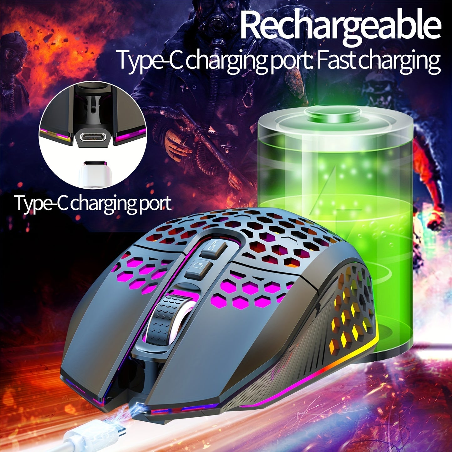 Upgrade Your Gaming Experience With This Rechargeable Wireless Honeycomb Mouse - RGB Lighting & USB Plug! - Digital Edges | Online Electronics Store