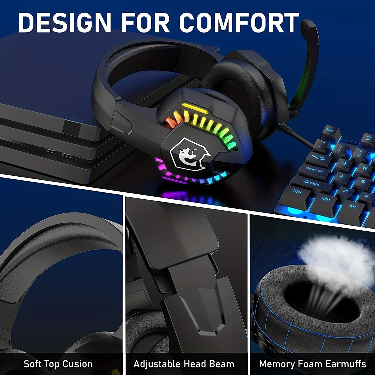 Upgrade Your Gaming Experience with the UK Layout 5-in-1 Wired Keyboard, Mouse, Headset, Speaker & Mouse Pad Combo! - Digital Edges | Online Electronics Store