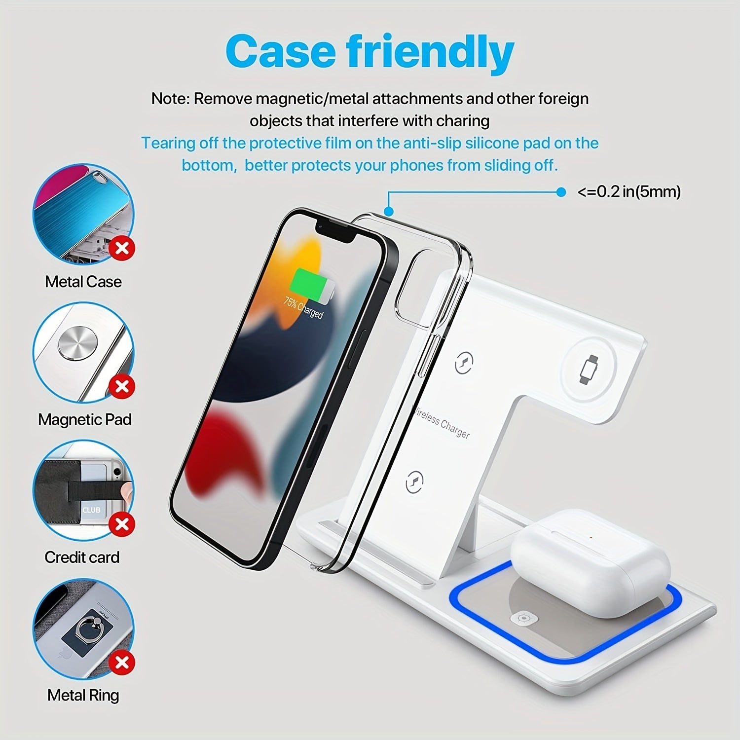 Wireless Charging Station, 3 In 1 Wireless Charger Stand, Foldable Fast Wireless Charging Dock For IPhone 15/14/13/12/11/Pro/X/Max/XS/XR/8/Plus, For Apple Watch7/6/5/4/3/2/SE, For Airpods 3/2/Pro - Digital Edges | Online Electronics Store