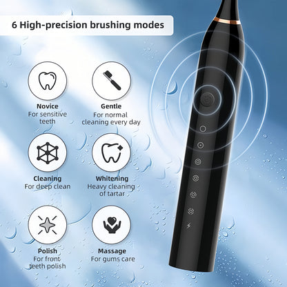 Sonic electric Toothbrush - 8 Brush Heads & USB Rechargeable Ultrasonic Tooth Brush – Travel Case - 6 Modes Smart Time - Digital Edges | Online Electronics Store