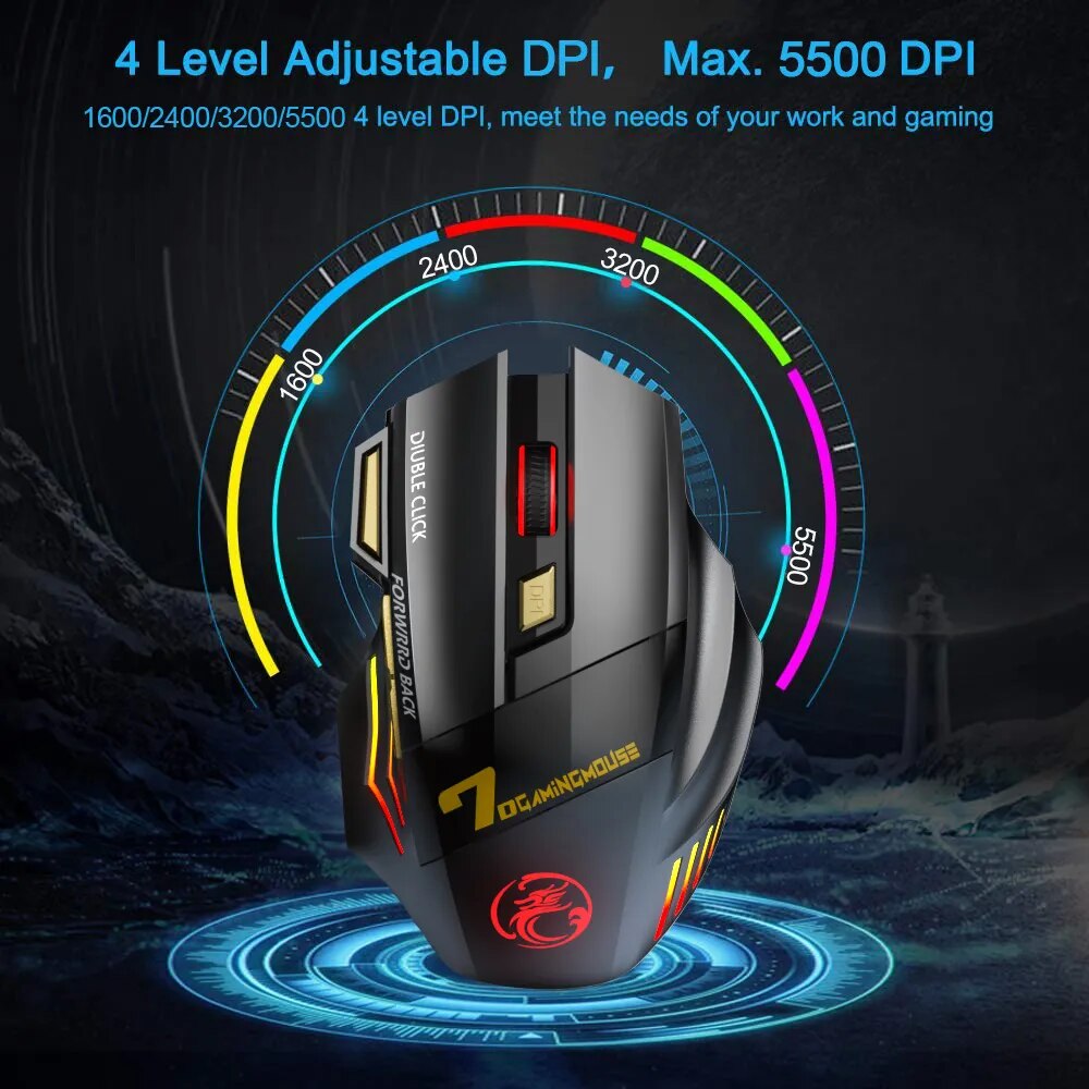 Rechargeable Wireless Mouse Bluetooth Gamer Gaming Mouse Computer Ergonomic Mause With Backlight RGB Silent Mice For Laptop PC - Digital Edges | Online Electronics Store