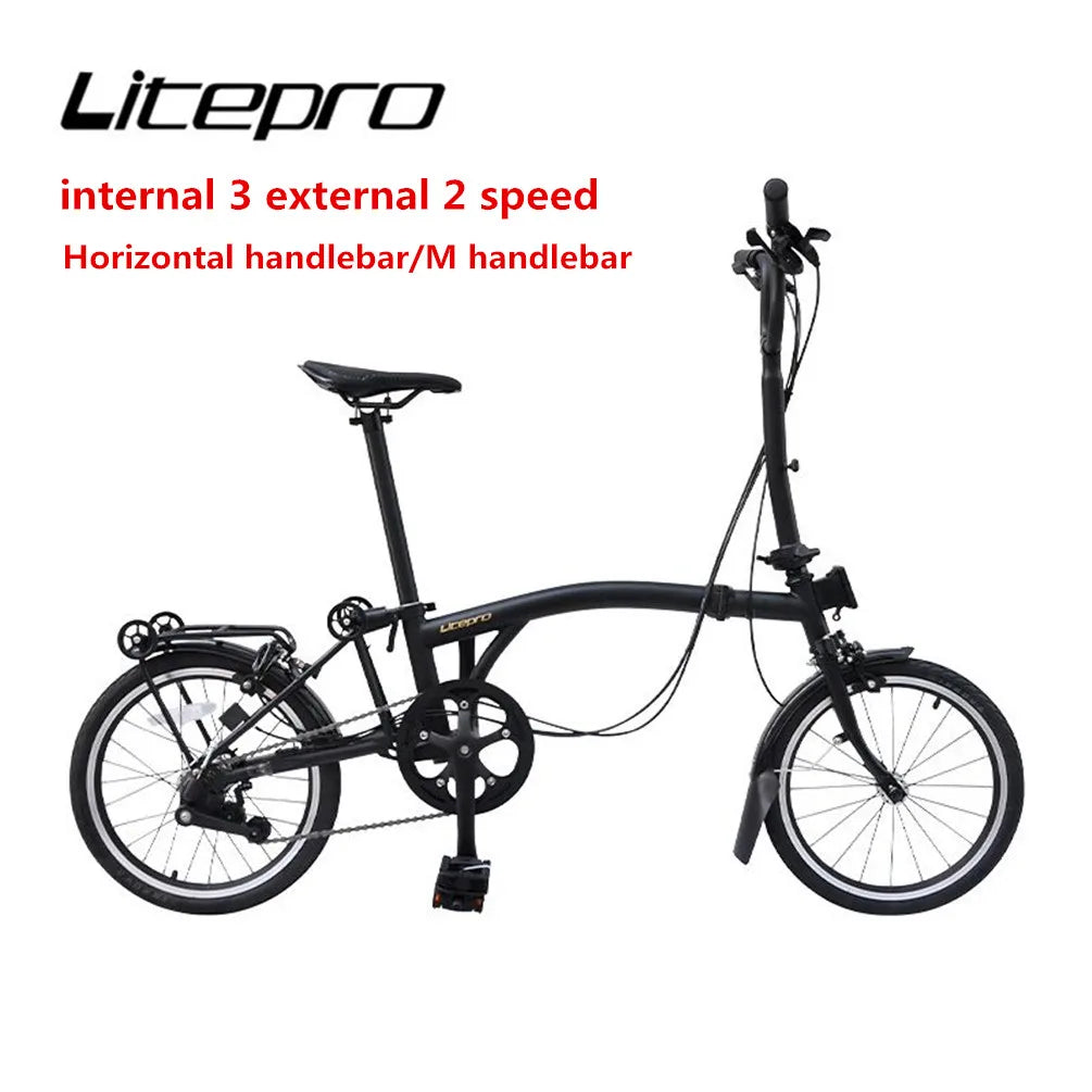 16 Inch Internal 3 External 2 Speed Horizontal Handle Folding Bicycle M handle Chrome Molybdenum Steel Bike Vehicle