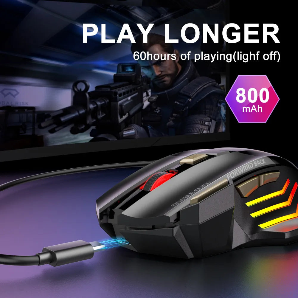 Rechargeable Wireless Mouse Bluetooth Gamer Gaming Mouse Computer Ergonomic Mause With Backlight RGB Silent Mice For Laptop PC - Digital Edges | Online Electronics Store