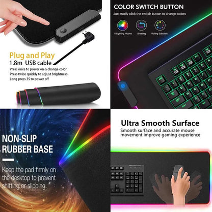 XXL RGB Gaming Mouse Pad Dragon Desk Mat HD Black Gamer Accessories Large LED Light MousePads PC Computer Carpet With Backlit - Digital Edges | Online Electronics Store