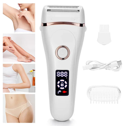 Women Painless Electric Epilator Beard Hair Removal Women's Shaving Machines Portable Female Hair Trimmer LCD USB Rechargeable - Digital Edges | Online Electronics Store