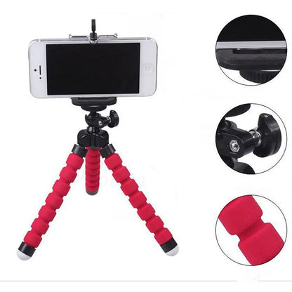 Sponge Octopus Tripod Universal Mobile Phone Holder Portable Camera Tripod plus Mobile Phone Clip