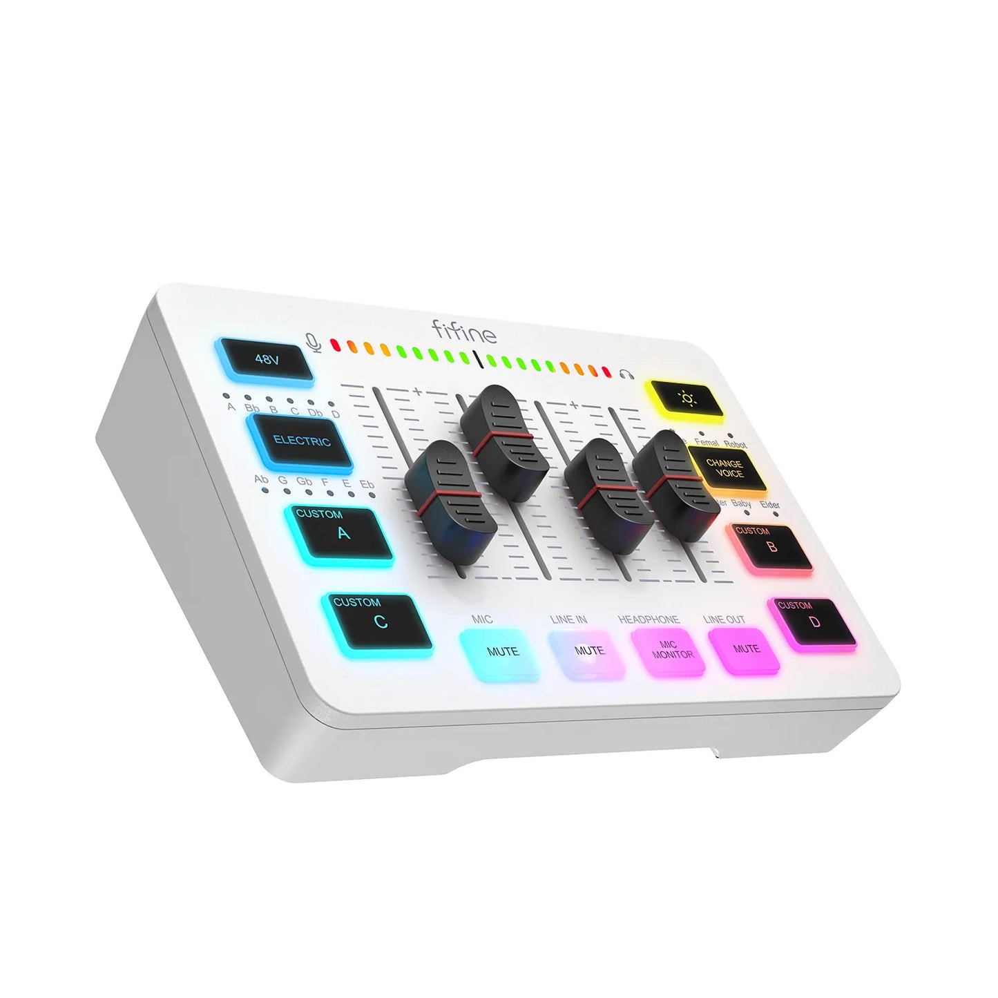 Gaming Audio Mixer Streaming 4-Channel RGB Mixer