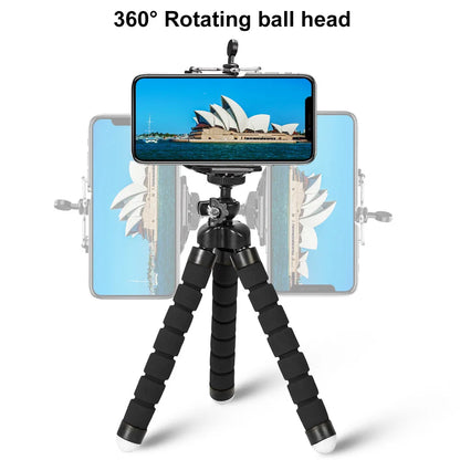 Sponge Octopus Tripod Universal Mobile Phone Holder Portable Camera Tripod plus Mobile Phone Clip