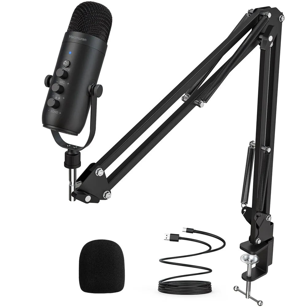 Professional USB Streaming Podcast PC Microphone Studio Cardioid Condenser Mic Kit with Boom Arm For Recording Twitch YouTube - Digital Edges | Online Electronics Store