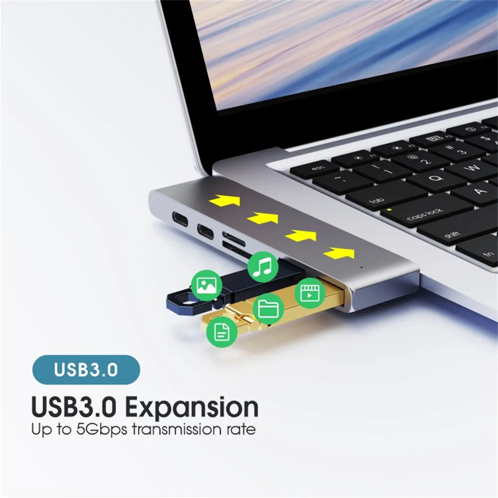 Vothoon USB C Hub Type C to HDMI-compatible USB 3.0 Adapter 7 in 1 Type C Hub Dock for MacBook Pro USB 3.0 Splitter - Digital Edges | Online Electronics Store