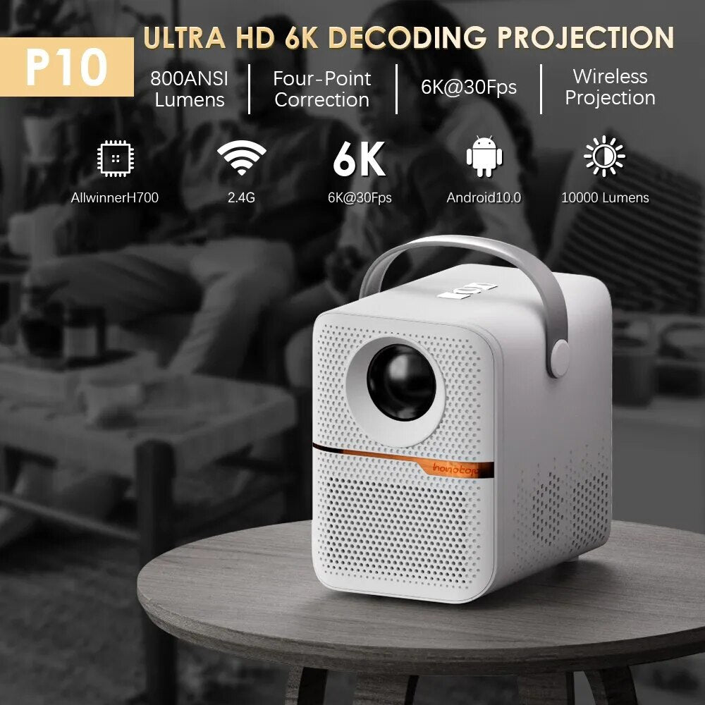 Smart Projector Mini Projector 300 ANSI Lumen 10000L Portable Projector with WIFI and Bluetooth Compatible with TV Stick Laptop - Digital Edges | Online Electronics Store