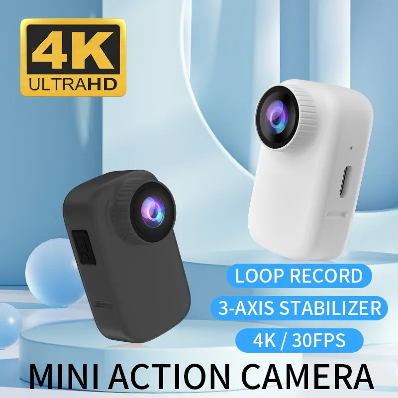 WIFI 4K HD Thumb Action Camera with Magnetic Back Clip Anti-shake Pocket Camera HD Sports Camera