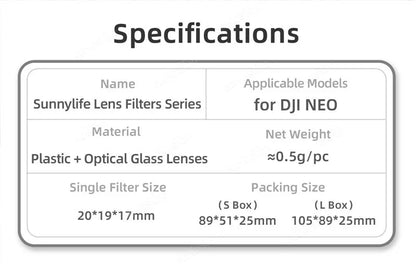 Drones Lens Filters For DJI Neo ND Filter Set CPL UV ND8 ND16 ND32 ND64 Camera Filters Kit For DJI Neo Accessories