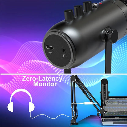 Professional USB Streaming Podcast PC Microphone Studio Cardioid Condenser Mic Kit with Boom Arm For Recording Twitch YouTube - Digital Edges | Online Electronics Store