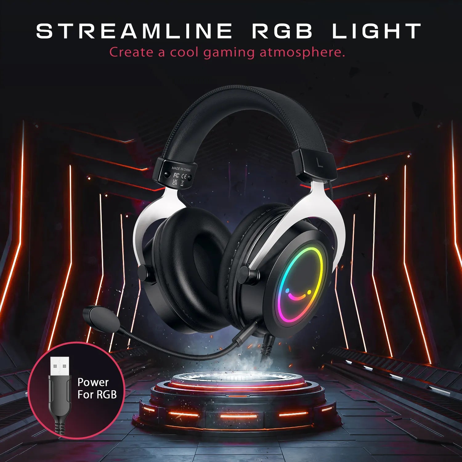 Gaming Headset with Stereo Sound/Detachable MIC/RGB/Line Control,Over-Ear Headphone for PC PS4 PS5 Xbox -AMPLIGAME H3 - Digital Edges | Online Electronics Store