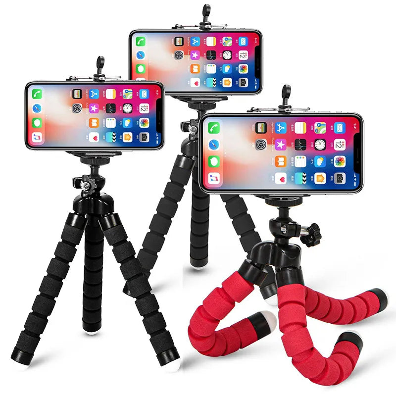 Sponge Octopus Tripod Universal Mobile Phone Holder Portable Camera Tripod plus Mobile Phone Clip