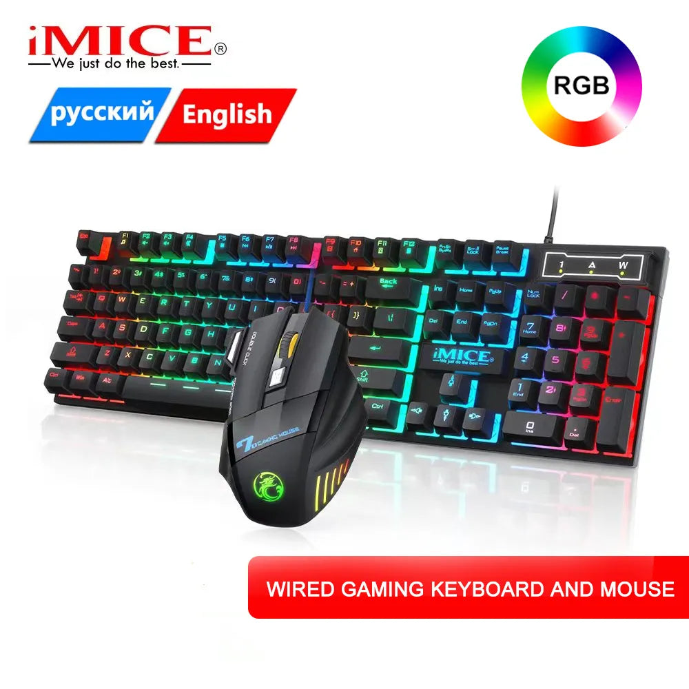 RGB Gaming keyboard Gamer keyboard and Mouse Set With Backlight USB 104 keycaps Wired Ergonomic Russian Keyboard For PC Laptop - Digital Edges | Online Electronics Store