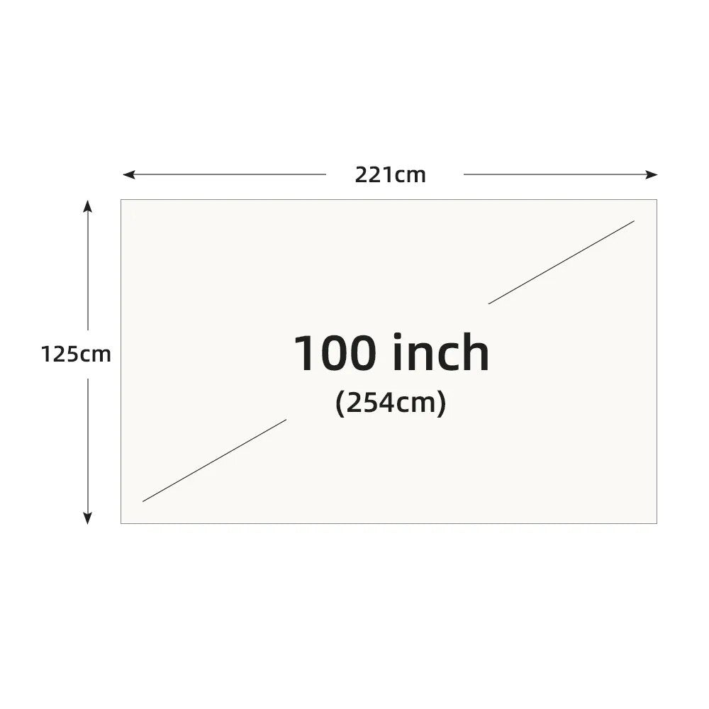 VEIDADZ Projector Screen White Grid Anti-Light 16:9 Projection Screen