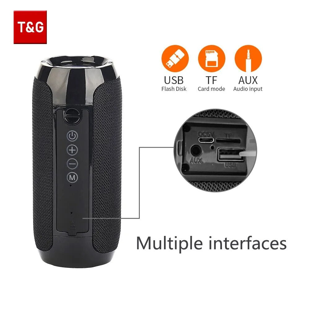 T&G117 Bluetooth Portable Loud speaker Outdoor TWS Wireless Sound Box Stereo Surround Supports TF Radio HandsFree Call - Digital Edges | Online Electronics Store