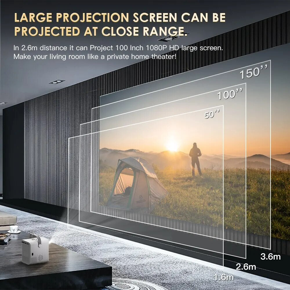 Smart Projector Mini Projector 300 ANSI Lumen 10000L Portable Projector with WIFI and Bluetooth Compatible with TV Stick Laptop - Digital Edges | Online Electronics Store