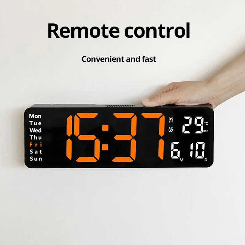 Large LED Wall Clock with Remote