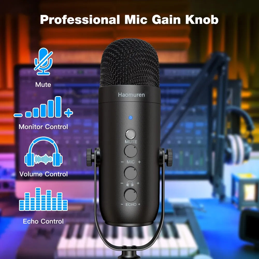 Professional USB Streaming Podcast PC Microphone Studio Cardioid Condenser Mic Kit with Boom Arm For Recording Twitch YouTube - Digital Edges | Online Electronics Store