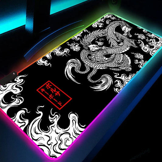 XXL RGB Gaming Mouse Pad Dragon Desk Mat HD Black Gamer Accessories Large LED Light MousePads PC Computer Carpet With Backlit - Digital Edges | Online Electronics Store