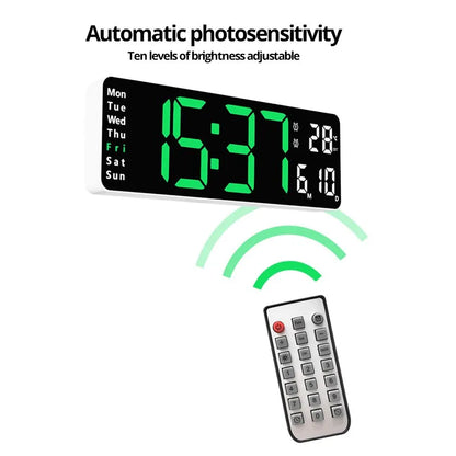 LED Digital Wall Clock ,Remote Control Temperature Date Week Display Timer Dual Alarm Clock - Digital Edges | Online Electronics Store