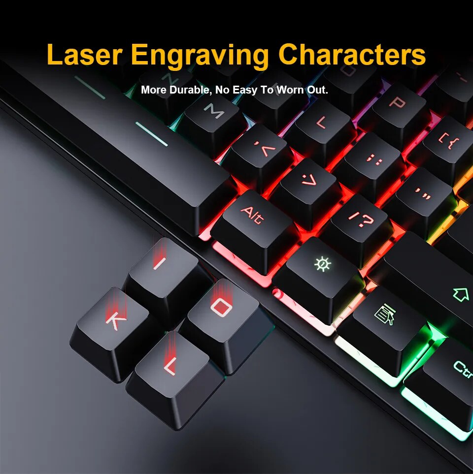 RGB Gaming keyboard Gamer keyboard and Mouse Set With Backlight USB 104 keycaps Wired Ergonomic Russian Keyboard For PC Laptop - Digital Edges | Online Electronics Store