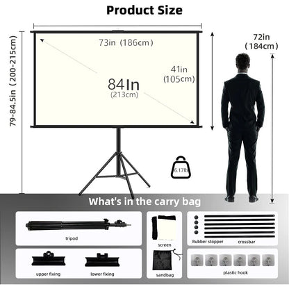 Projector Screen With Stand White Grid Anti-Light 2.0 Gain Canvas