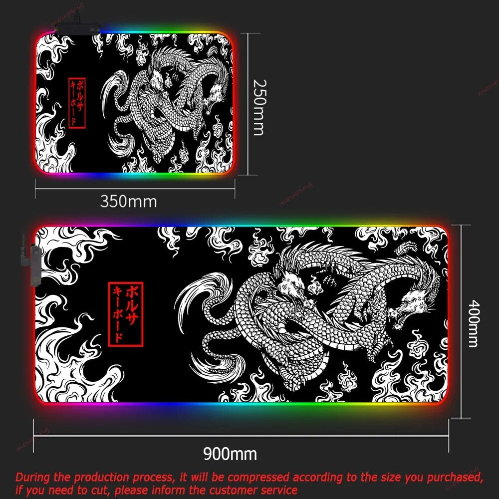 XXL RGB Gaming Mouse Pad Dragon Desk Mat HD Black Gamer Accessories Large LED Light MousePads PC Computer Carpet With Backlit - Digital Edges | Online Electronics Store