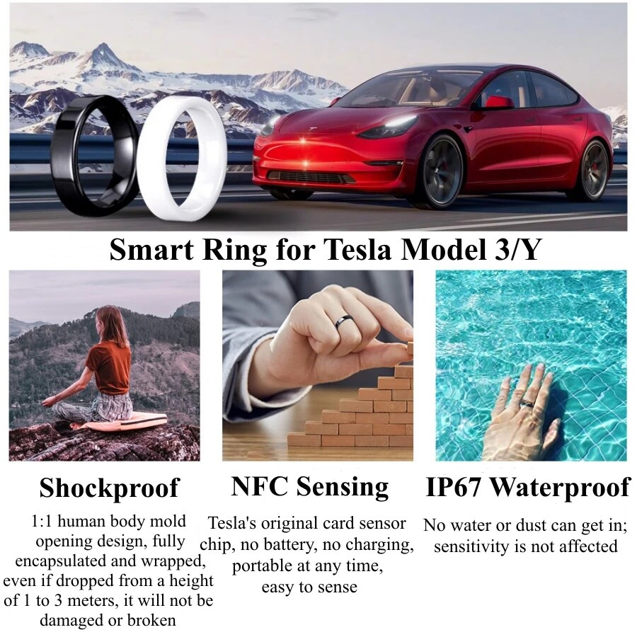 Tesla Smart Ring Accessories Ceramic Ring for Model 3 Model Y 2020-2023 to Replace Key Card Key Fob Made With Original Chips - Digital Edges | Online Electronics Store