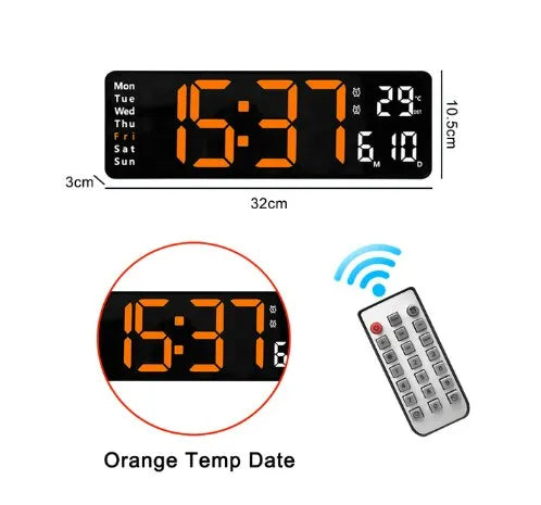 Large LED Wall Clock with Remote