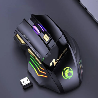 Wireless Gaming Mouse USB IMICE GW-X7 3200DPI Dual Mode Rechargeable 7 Keys 2.4Ghz Silent Mouse Bluetooth 7-color Breathing LED - Digital Edges | Online Electronics Store