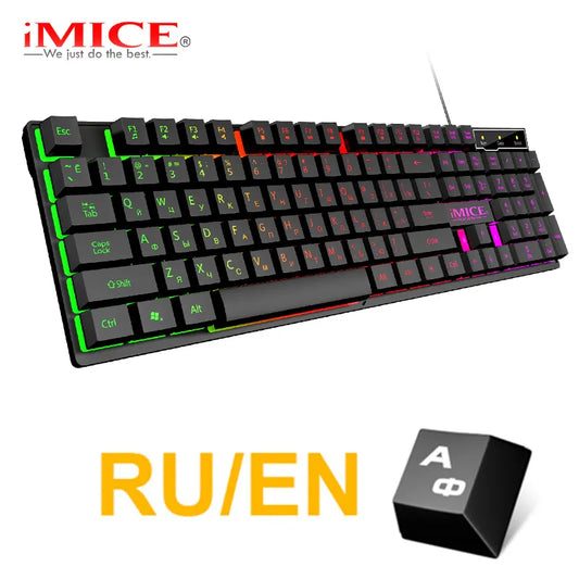 Gaming Keyboard Russian EN Keyboard RGB Backlight Keyboard 104 Keys USB Wired Gamer Keyboard for Tablet Desktop - Digital Edges | Online Electronics Store