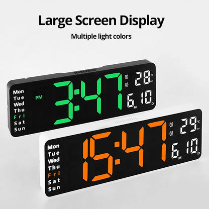 LED Digital Wall Clock ,Remote Control Temperature Date Week Display Timer Dual Alarm Clock - Digital Edges | Online Electronics Store