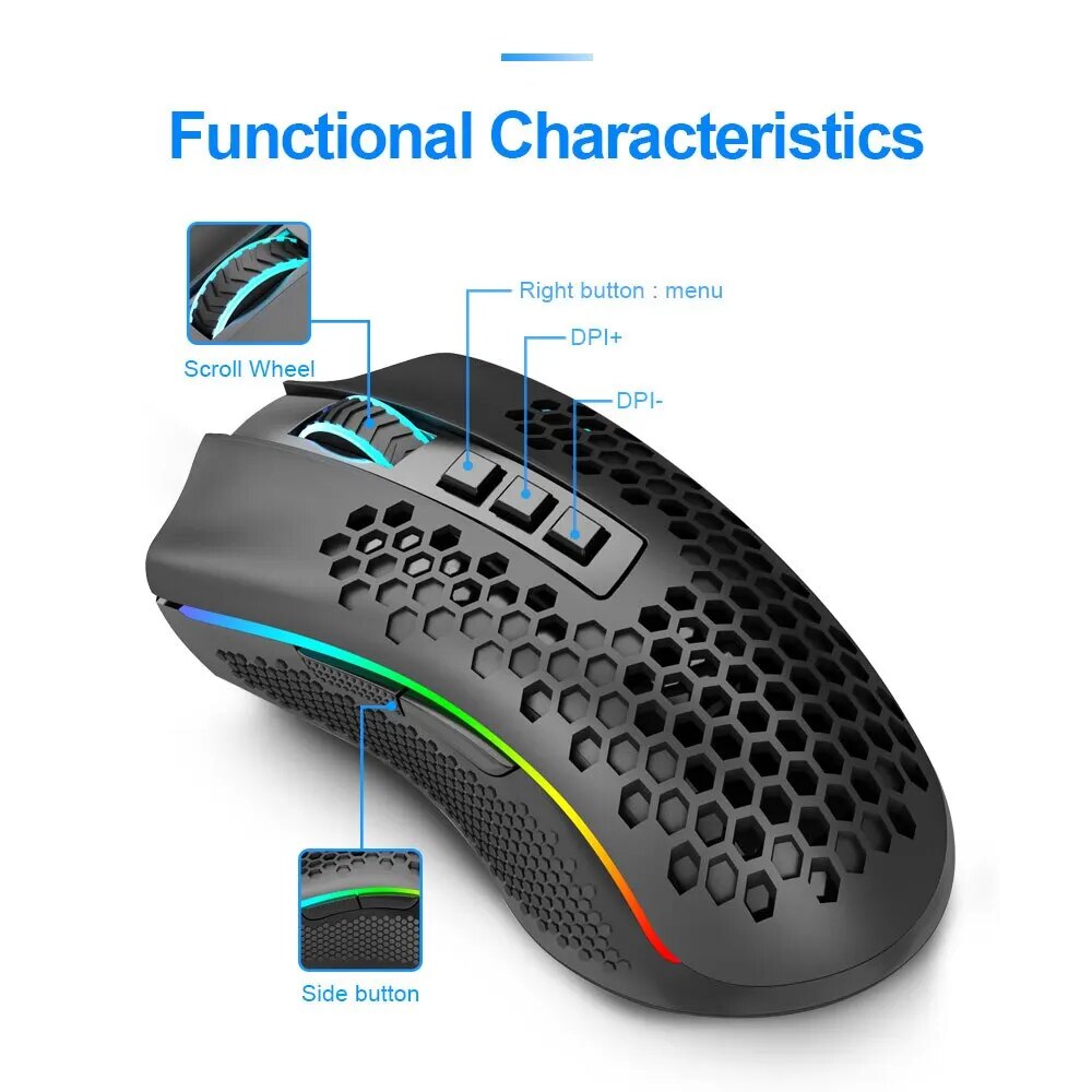 REDRAGON Storm Pro M808-KS RGB USB 2.4G Wireless Gaming Mouse 16000 DPI Programmable Ergonomic for Computer Gamer Mice Laptop PC - Digital Edges | Online Electronics Store