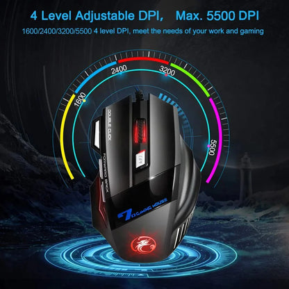 RU ES Language RGB Gaming Keyboard and Mouse Kit Backlit USB Wired Computer Keyboard Mouse Combo 104 Keycaps for Pc Gamer Laptop