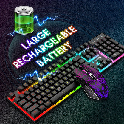 Wireless Gaming Keyboard With Mouse USB/Type-C,Rechargeable Long Battery Life, Rainbow Backlit Adjustable DPI Mice, For PC,Mac,Laptop,PS4,PS5,Xbox - Digital Edges | Online Electronics Store