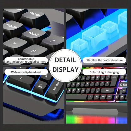 Wired Gaming Keyboard With Backlit RGB LED Metal Base Phone Holder 12 Multimedia Function For Computer PC Desktop Gamer - Digital Edges | Online Electronics Store